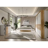 FORTE Bett MAYACUS, Belastberikeit 240 KG, Bett mit gepolstertem Kopfteil, Beleuchtung optional bestellbar