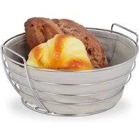 relaxdays Brotkorb Runder Brotkorb Metall mit Stoffeinsatz, Baumwolle, grau