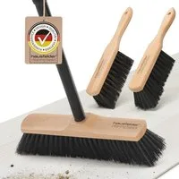 Hausfelder Staubbesen Zimmerbesen + Handbesen, Vorteilspack: 1 x Besen 30cm, 2 x Handfeger, Besen 30 cm, 4teilig mit Drehgewinde