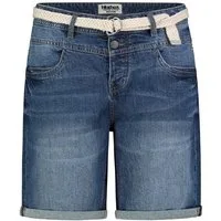 SUBLEVEL Jeansbermudas Damen Denim Bermuda mit Gürtel Sommerhose, Denim Bermuda, Shorts mit Gürtel