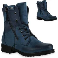 VAN HILL 835417 Schnürstiefelette Damen Schnürstiefeletten Leicht Gefüttert Blockabsatz Stiefeletten