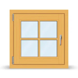 Sprossenfenster, 22 mm Wiener Sprossen, Holz Profil Classic 68 mm, Kiefer 550, 510 x 510 mm, 1-teilig drehkipp links, nach Maß
