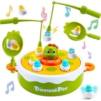 Aischens Lernspielzeug Dinosaurier Brettspiel 4 in 1 Angelspiel Musik für Kinder ab 3 Jahren (Interaktives Spielset mit Angelspiel und Tic-Tac-Toe, 16-St., Dinosaurier 4 in 1 Angelspiel mit Musik und Zubehör für Kinder), 4 in 1 Dinosaurier Angelspiel