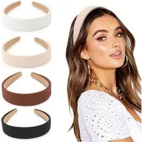LuxusKollektion Haarreif 4er Pack breite Samtstirnbänder Damen Mädchen Boho Haarreifen