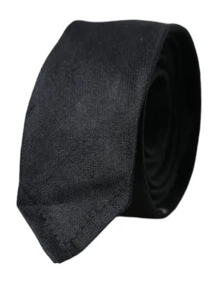 Schwarze einfarbige Krawatte aus 100 % Seide mit verstellbarem Band