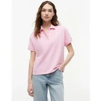 Tommy Hilfiger Poloshirt TH SCRIPT MODERN SS POLO Baumwollmischung, Polokragen, kurze Knopfleiste
