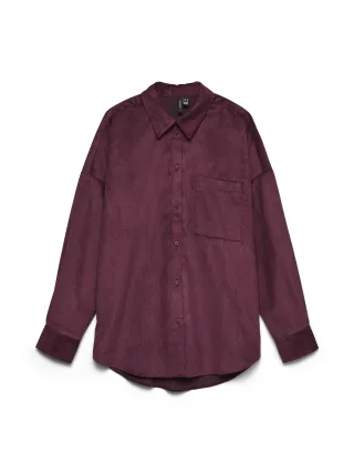 VERO MODA - VMSANNE COURDEROY LS SHIRT WVN NOOS Windsor Wine - Gr. - M