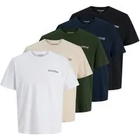 Jack & Jones T-Shirt 5er Pack Yuki Front Tee SS Crew Neck MP mit Logo auf der Brust