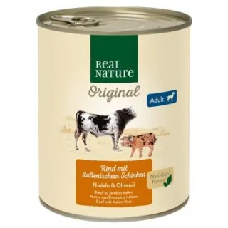 REAL NATURE Nassfutter Hund Adult Rind mit italienischem Schinken 12x800 g