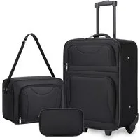 KONO Kofferset 3-teilig: 20 Zoll Handgepäck + Kabinen-Schultertasche + Kulturbeutel, (3 tlg)
