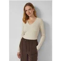 s.Oliver Langarmshirt T-Shirt Geripptes Longsleeve mit V-Ausschnitt