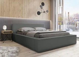 Polsterbett Doppelbett OMAHA 140x200cm in Stoff Now or Never Anthrazit