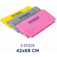 EVONOX Mikrofaser-Mehrzwecktücher–hochsaugfähig, hinterlassen keine Streifen Mikrofasertuch (3-tlg., 42x68cm, 1Packung, 3Stück, Küche,Boden,Auto,Waschbecken,Tür,Staub,Büro)