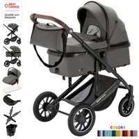 Daliya® Kombi-Kinderwagen FLEXI-PRO M 3in1 Kinderwagen & Buggy, Reisekinderwagen, XXL Set, (XXL-Set mit i-Size Babyschale, 13-tlg), Einhändig abnehmbare Wanne, i-Size Babyschale, Alu-Rahmen, Gummireifen