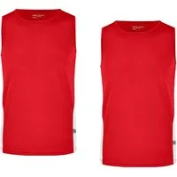 James & Nicholson Lauftop Doppelpack Herren Lauftop Topcool Tanktop mit Rundhalsausschnitt JN305 (Doppelpack, 2er-Pack) Atmungsaktiv, feuchtigkeitsregulierend und schnell trocknend
