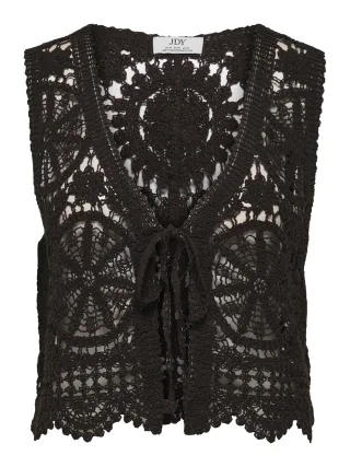 JDY - JDYVIC S/L V-NECK TIE VEST KNT Chocolate Torte - Gr. - M