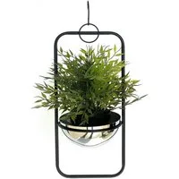 DanDiBo Blumenampel Innen Metall Wand Hängepflanzen 96083 mit Topf Silber, Pflanzenhänger Blumenhänger Topfhänger Blumentopfhänger Hängetopf