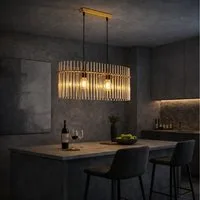 ZMH Pendelleuchte Esstisch aus Glas und Metall, 2/3/5-flammige Hängeleuchte, ohne Leuchtmittel, E27,höhenverstellbar, für Esszimmer Bar, Hotel