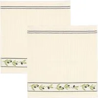 Kracht Geschirrtuch Frottier-Geschirrtuch "Olivenzweige" 2er-Pack, Baumwolle Motiv