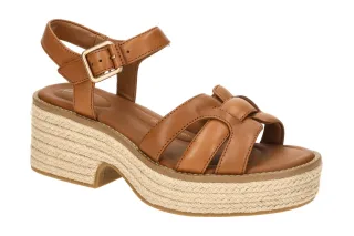 Clarks 26181251 4 Coledale Strap Damen Sandalette Braun Tan Plateau Sandale