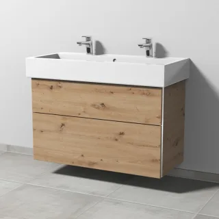 Sanipa 3way Waschtischunterbau zu Duravit Vero Waschtisch mit 2 Auszügen, Eiche Natural-Touch BR71985