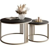 Lookway Couchtisch LORI 2in1 MATT, runder Couchtisch mit kaschmirfarbenem Gestell (2er Set), Durchmesser: ⌀70 cm und ⌀50 cm
