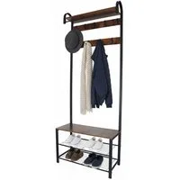 relaxdays Garderobenständer Garderobe mit Schuhbank