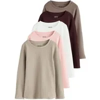 Next Langarmshirt Langärmelige Rippen-Tops im 5er-Pack (5-tlg)