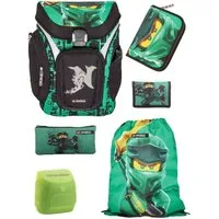 LEGO® Bags Schulranzen Explorer Lego Ninjago Schultasche ab der 1. Klasse (Set, 6-tlg., mit Federmäppchen, Schlamper, Geldbeutel & Turnbeutel), ergonomisch, mit Hüft- & Brustgurt, grüner Ninja Lloyd