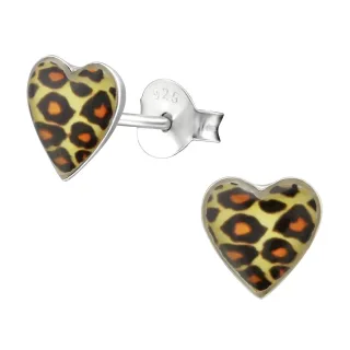Leoparden Herz Kinder Ohrringe aus Silber
