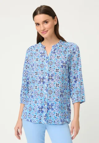Olsen - Blouse Woven Long Sleeves bay blue - Gr. - 46