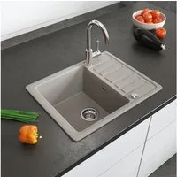 Bergstroem Granitspüle, Beige, 58 x 46 cm mit Trockenplatz, Rechteckig, 57.5/46 cm, beidseitig montierbar, (1 St)