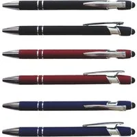 Best Offer Kugelschreiber 3x Touchpen-Kugelschreiber aus Metall / gummiert / je 1x schwarz, rot