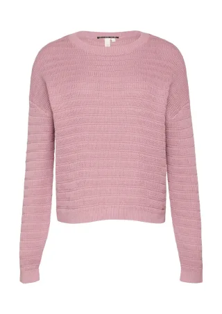 Q/S designed by - Baumwollmix-Pullover mit Strukturmuster pink - Gr. - XL