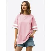 Imily Bela Kurzarmshirt Oversized T-Shirt Rundhalsausschnitt Loose Lässig (Packung, 1-tlg., 1per-Pack) mit Kontraststreifen an den Ärmeln