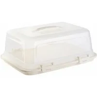 Engelland Kuchentransportbox mit Griff, Deckel und 4-fach Klick-Verschluss, rechteckig, Kunststoff, (L 44 x B 35 x H 17,50 cm, BPA-frei), spülmaschinengeeignet, lebensmittelecht, Stückeinteilungshilfe