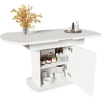 Sweiko Esstisch Ausziehbarer ovaler Esstisch mit Stauraum,  (Kaffee-Freizeittisch, moderner minimalistischer Esstisch, 2 Staufächer und 1 Aufbewahrungsschränke), L110/130*W70*H75cm