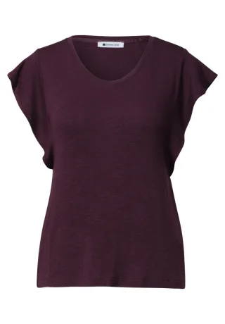 Street One - Shirt mit Volantärmeln rot - Gr. - 36