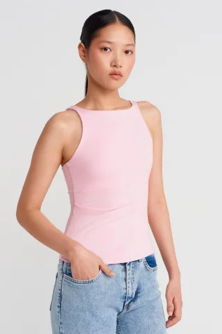 Rippenshirt ohne Ärmel im Slim-Fit mit Rundhalsausschnitt