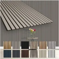 Hexim Wanddekoobjekt AP02 (Akustikpaneele 2 Stück 278x60cm Holz Comfort - flexible Lamellenwand MDF Wandpaneele Lamellenverkleidung Wandverkleidung schalldämmend 3.34m² Sandgrey)
