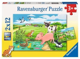 Ravensburger Kinderpuzzle - 07582 Tierkinder auf dem Land - Puzzle für Kinder ab 3 Jahren mit 2x12 Teilen