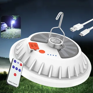 XMUND 2 in 1 300W Solar LED Camping Light Remote Control Tent Light Hang Fishing Night Light Emergency Work Lamp Power B