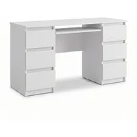 Furnica Schreibtisch CUBA Computertisch/Bürotisch, 6 Schubladen · Weiß Matt