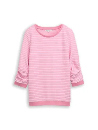 Denim Tom Tailor - Sweatshirt mit Streifenmuster tonal rose structure stripe - Gr. - XXL