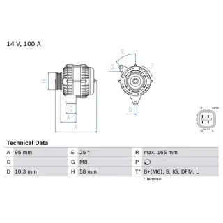 Bosch Lichtmaschine 100A Toyota Dyna Hiace Land