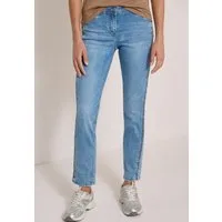 CECIL Straight-Jeans Style Scarlett Straight mit Leo-Pipings / Streifen