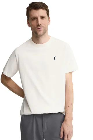 Kurzärmliges T-Shirt ecru mit Rigby Go Stickerei