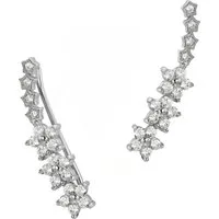 SilberDream Paar Ohrklemmen SilberDream weiß Ear Cuff Blumenranke (Ohrklemme), Damen Ohrklemme Ear Cuff Blumenranke 925 Sterling Silber, silber, weiß