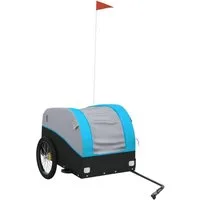 vidaXL Fahrradlastenanhänger Fahrradanhänger Schwarz und Blau 45 kg Eisen