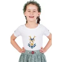 Isar-Trachten Trachtenbluse Trachtenshirt Kind - BLUMENREHLEIN - weiß/blau